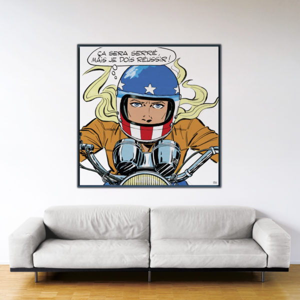 Julie doit réussir - Papier Fine Art en caisse américaine noire - Format: 140x140 cm