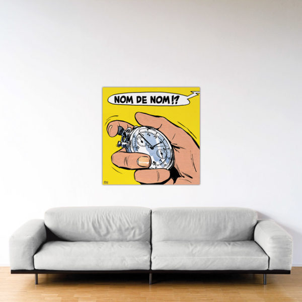 Michel Vaillant Art Strips - Nom De Nom!? - Dibond sous plexiglas - 100x100 cm Nom De Nom!? - Dibond sous plexiglas - Format: 100x100 cm