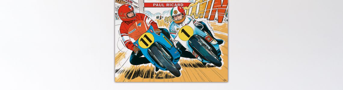 Duel au Paul Ricard – Dibond sous plexiglas – Format: 100×100 cm
