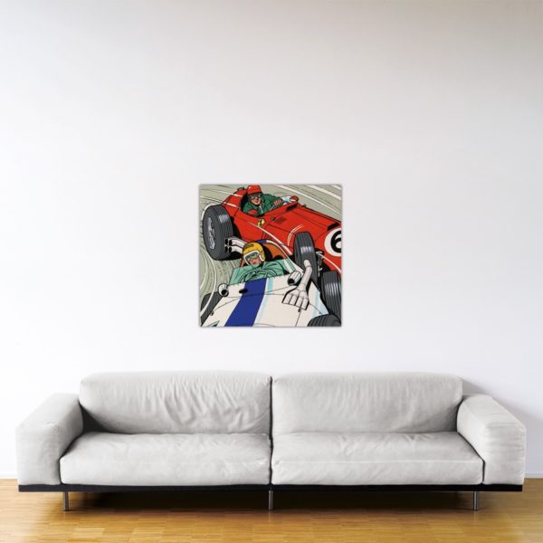 Duel à Francorchamps – Dibond sous plexiglas – Format: 80×80 cm