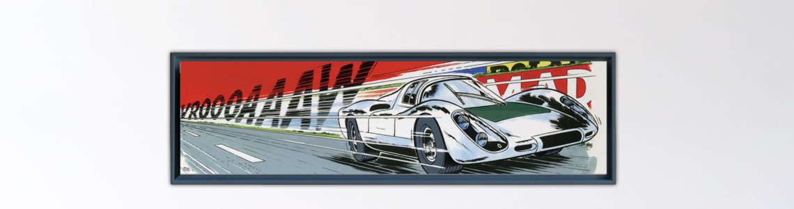 Porsche 907 – Papier Fine Art en caisse américaine noire – 40×150 cm