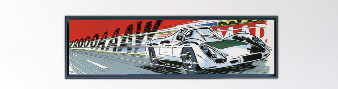 Porsche 907 – Papier Fine Art en caisse américaine noire – 53×200 cm