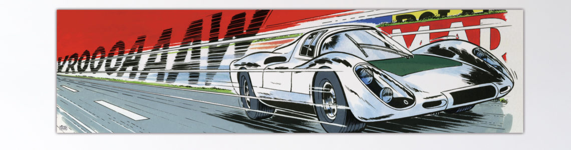 Porsche 907 – Dibond sous plexiglas – 66×250 cm