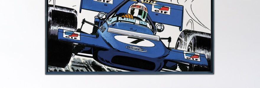 Stewart At Brands Hatch – Papier Fine Art en caisse américaine noire – 100×200 cm
