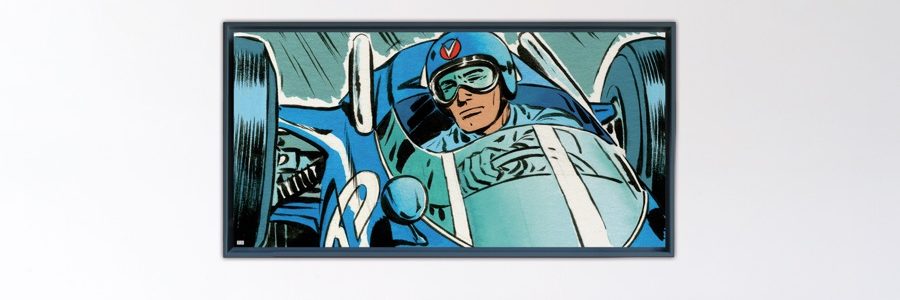 Blue Vaillante Mastery – Papier Fine Art en caisse américaine noire – 75x150 cm