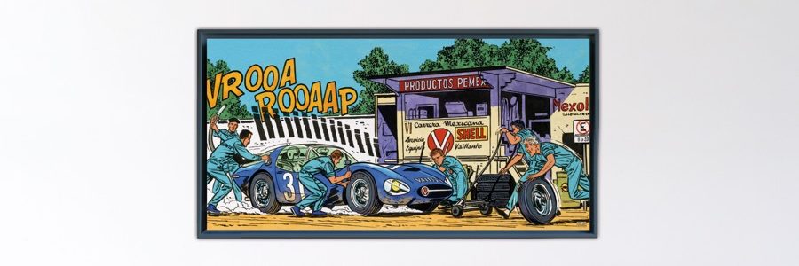 Carrera Mexicana – Papier Fine Art en caisse américaine noire – 75x150 cm