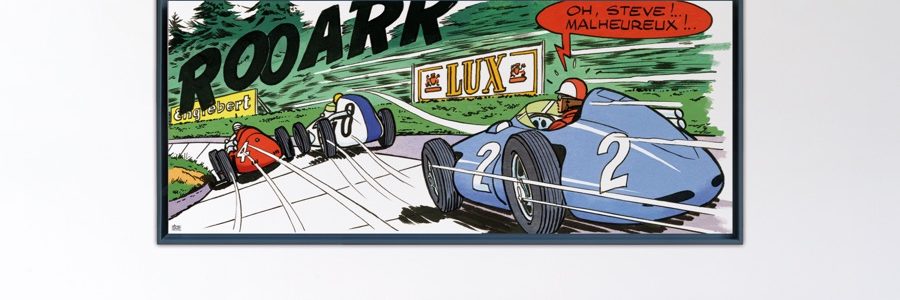 Michel Vaillant Art Strips - Nurburgring Cliffhanger – Papier Fine Art en caisse américaine noire – 80x200 cm