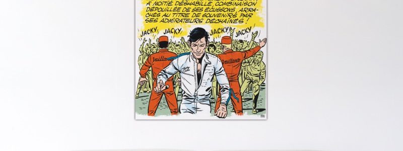 Michel Vaillant Art Strips - Jacky Superstar – Dibond sous plexiglas – 100×100 cm