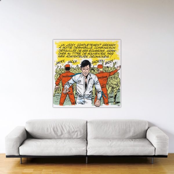 Michel Vaillant Art Strips - Jacky Superstar  – Dibond sous plexiglas – 120×120 cm Michel Vaillant Art Strips - Jacky Superstar – Dibond sous plexiglas – 120×120 cm