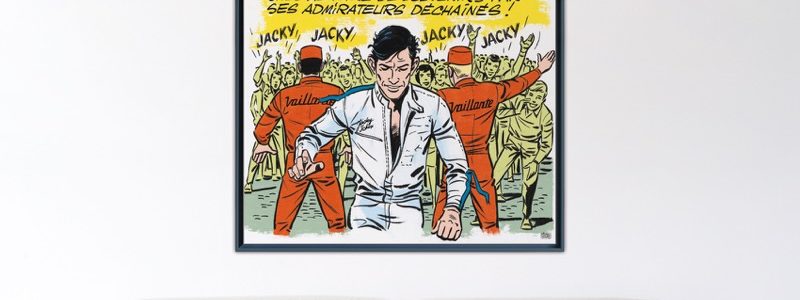 Michel Vaillant Art Strips - Jacky Superstar – Papier Fine Art en caisse américaine noire – 120×120 cm