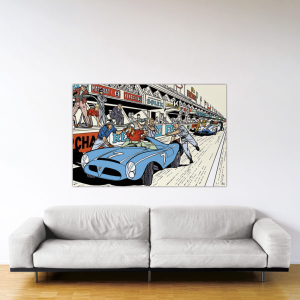 Michel Vaillant Art Strips – Arrêt aux stands – Dibond sous plexiglas - 100x150 cm