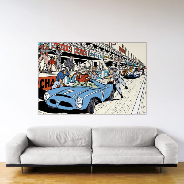 Michel Vaillant Art Strips – Arrêt aux stands – Dibond sous plexiglas - 120x180 cm