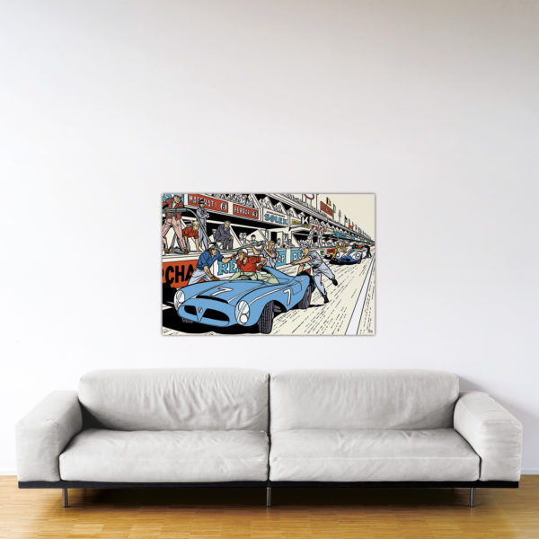 Michel Vaillant Art Strips – Arrêt aux stands – Dibond sous plexiglas - 80x120 cm