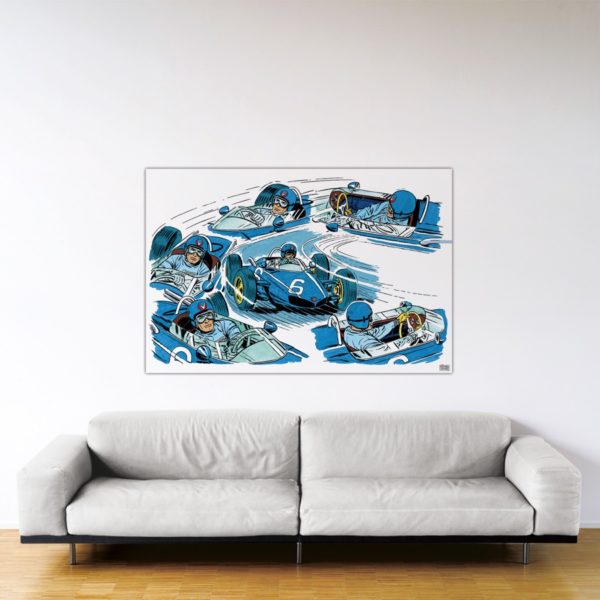 Michel Vaillant Art Strips – Leçons de pilotage – Dibond sous plexiglas - 100x150 cm