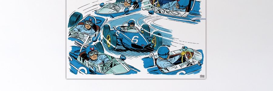 Michel Vaillant Art Strips – Leçons de pilotage – Dibond sous plexiglas - 100x150 cm