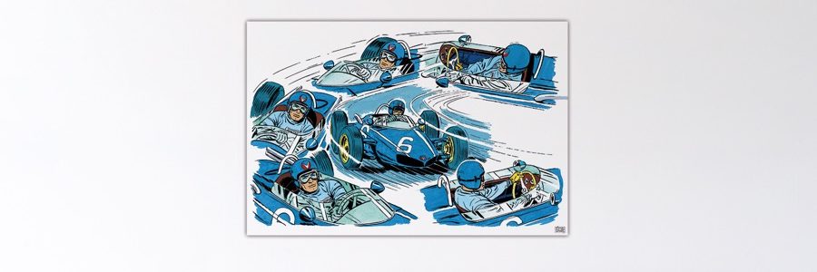 Michel Vaillant Art Strips – Leçons de pilotage – Dibond sous plexiglas - 80x120 cm