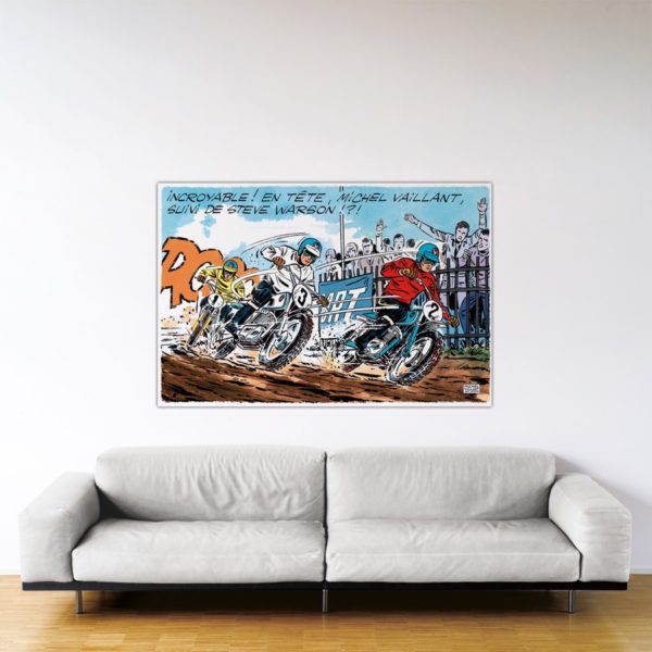 Michel Vaillant Art Strips – Motocross Vaillante – Dibond sous plexiglas - 100x150cm