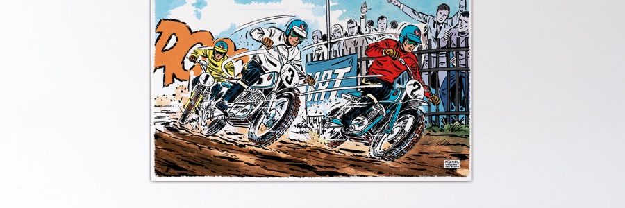 Michel Vaillant Art Strips – Motocross Vaillante – Dibond sous plexiglas - 100x150cm