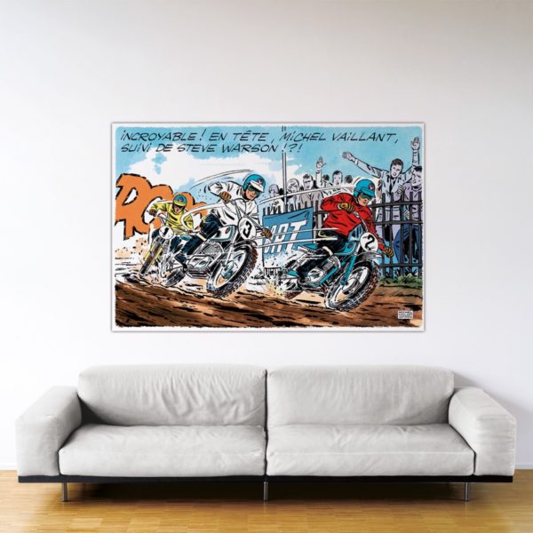 Michel Vaillant Art Strips – Motocross Vaillante – Dibond sous plexiglas - 120x180cm
