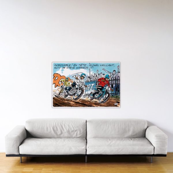 Michel Vaillant Art Strips – Motocross Vaillante – Dibond sous plexiglas - 80x120cm
