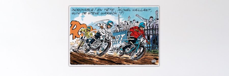 Michel Vaillant Art Strips – Motocross Vaillante – Dibond sous plexiglas - 80x120cm