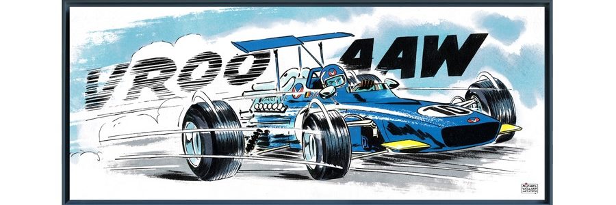 Jacky Ickx pilote une... Vaillante – Papier Fine Art en caisse américaine noire